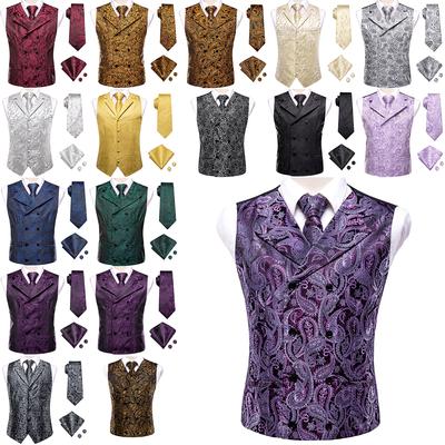 Mens Vest Black Red Formal Dress Suit Tuxedo Vests Necktie Waistcoat Tie
