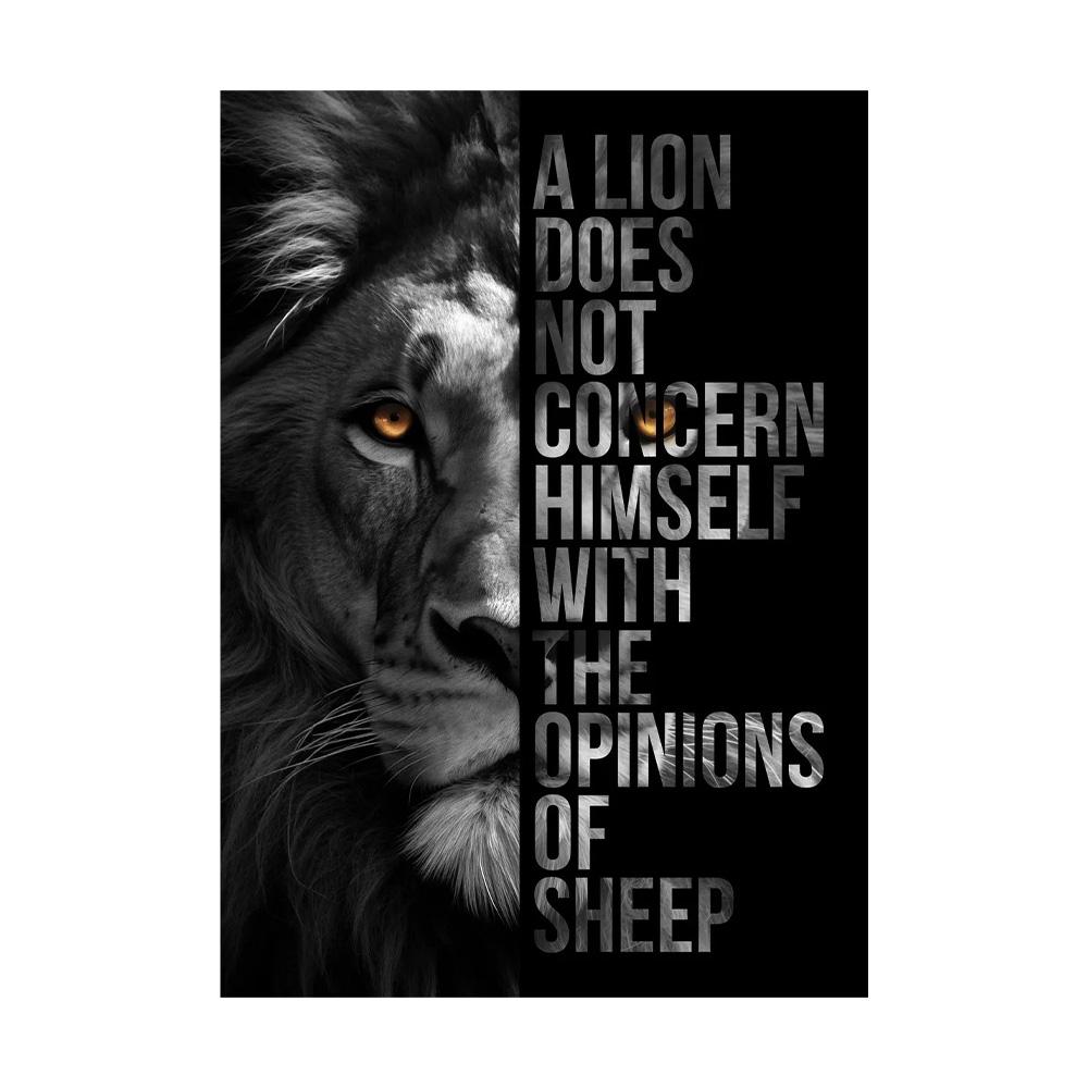 Citazioni Motivazionali Conquista Focus Pittura su Tela Leone Tigre Leopardo Animali Feroci Poster Stampa Muro Soggiorno Decorazioni per la Casa