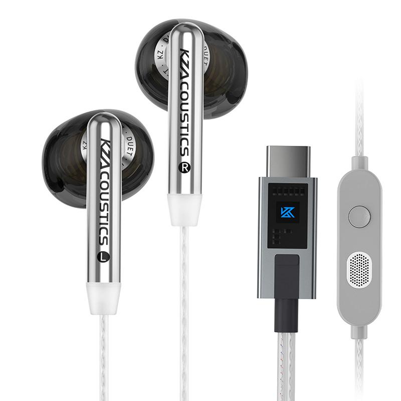 KZ Duet Quad Core Dual Dynamic Drivers Hi-Fi Earphones 3.5mm/Type C In-Ear Wired Headset For Music Stereo High-Fidelity Sound With MIC