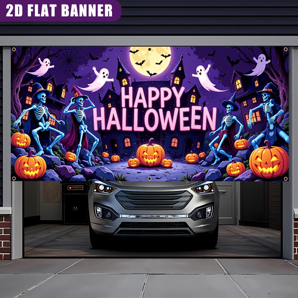 2D flat banner - 1 piece of Halloween magic skull garage horizontal decorationzyc