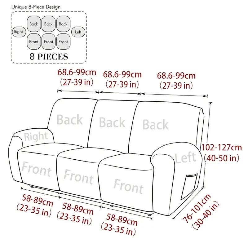 1/2/3 Seater Split Recliner Sofa Covers Jacquard Stretch Armchair Slipcover Lounge Recliner Chair Cover for Living Room