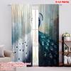2pcs,2D Plane Printing Light Filtering Curtains Elegant Peacocks Versatile Fabric (without Rod) Decorations Inside Use for