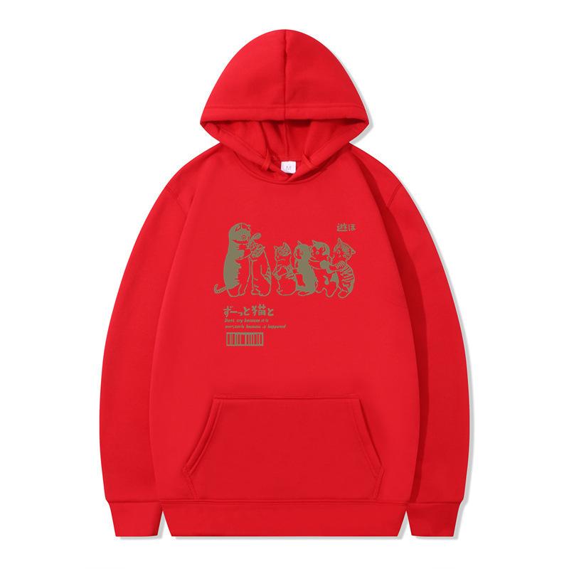 Autumn and Winter Hip Hop Cat Shower Street Printed Sweater Men