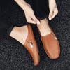 Fashion Classic Mens Casual Leather Boat Shoes Men Loafers Shoes Hollow Out Breathable Half Slipper Flats Lazy Shoes Muller Shoes Man