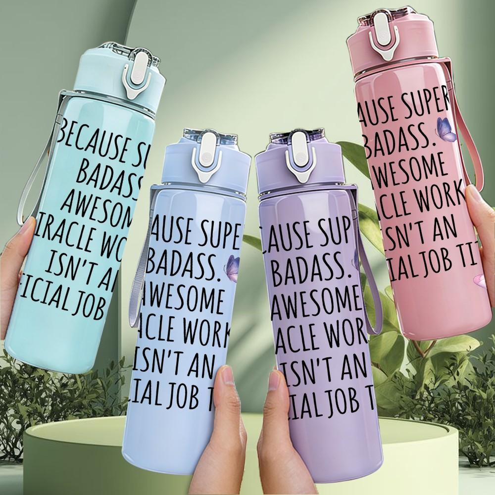 1PC Nurse Super Hero Quote Print 750ml Color Plastic Sports Water Bottle Leakproof Flip Straw Lid Suitable for Sports Office Home Use