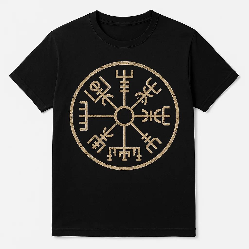 T-Shirt Vegvisir Bussola Runa Vichingo Segnavia MotivoSi apre in una nuova finestra o scheda