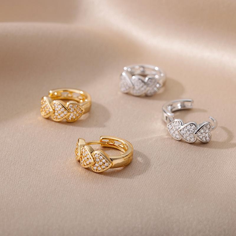 Boucles d'oreilles créoles esthétiques en acier inoxydable zircon pour femmes Boucles d'oreilles punk couleur cuivre Goth Piercing Boucles d'oreilles zircon pour femmes 2024