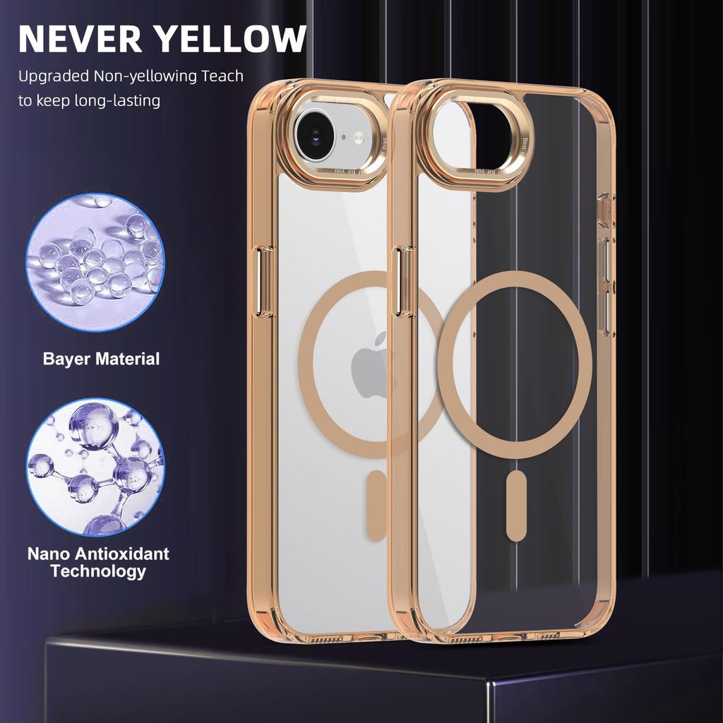 For Apple iPhone 16 16 Pro 16 Pro MAX 16 Plus 16E Clear Color Magnetic Metal Keys Anti-Drop and Anti-Fingerprint Phone Case
