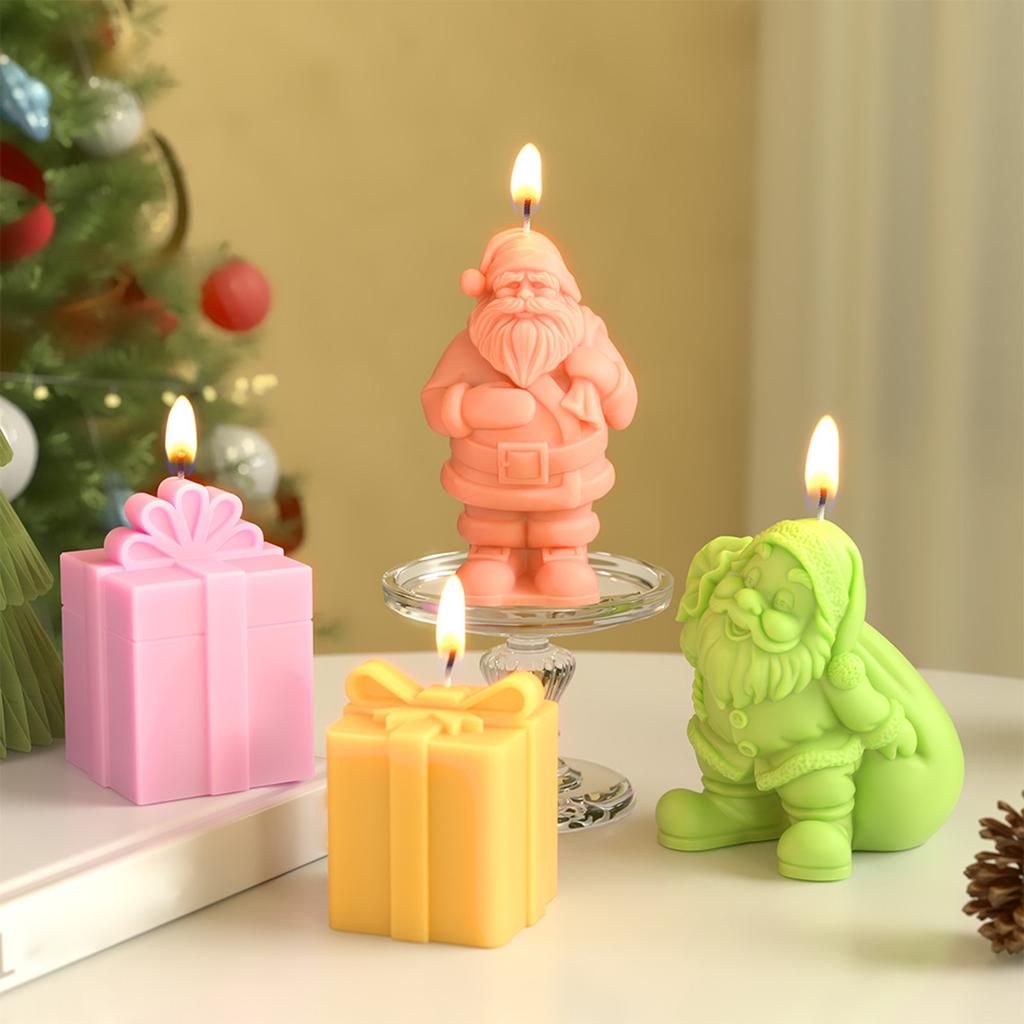 Santa Claus Candle Molds Handmade Castings Molds Christmas Silicone Moulds Epoxy Resin Molds Plasters Molds