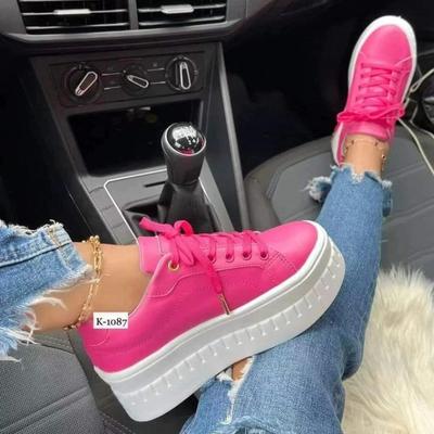 Sneakers for Women's 2024 New Fall Outdoor Fashion Tennis Lace Up Canvas Casual Walking Breathable Vulcanized Shoes Plus Size 43