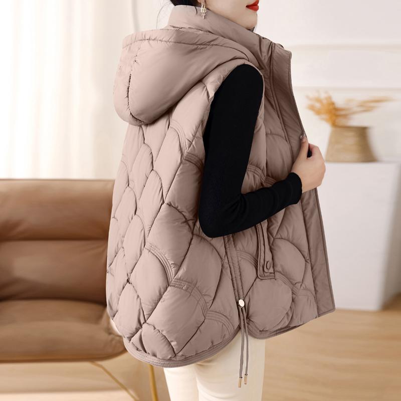 Plus Size Autumn Warm Vests for Women New Fashion Loose Women's Winter Coat Hooded Korean Style Cotton Padded Sleeveless Parka