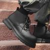 Black Martin boots men's 2024 new British style thick-soled heightening tooling boots 22722-J