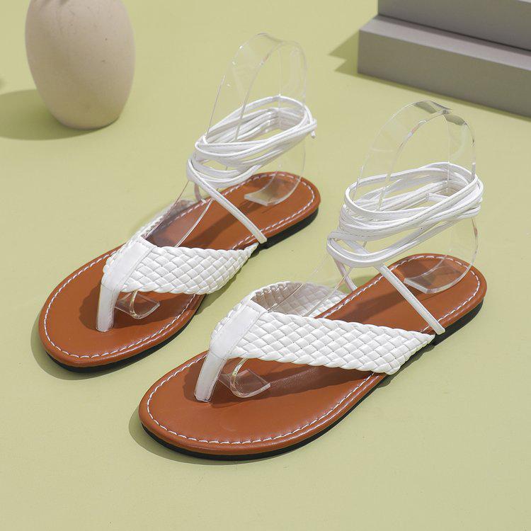 Cross-border Women's Flat Sandals: Ankle Strap, Toe Loop, Plus Size, Slip-on Slippers In European Style.
