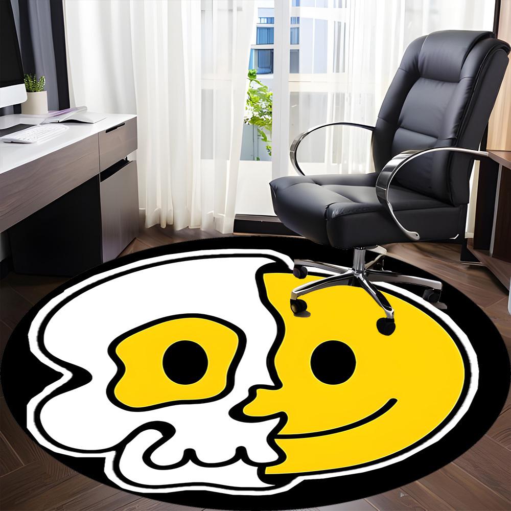 1pz Tappeto Teschio, Smiley, Rotondo Antiscivolo Durevole Grande Formato per Ufficio, Adatto per Ufficio