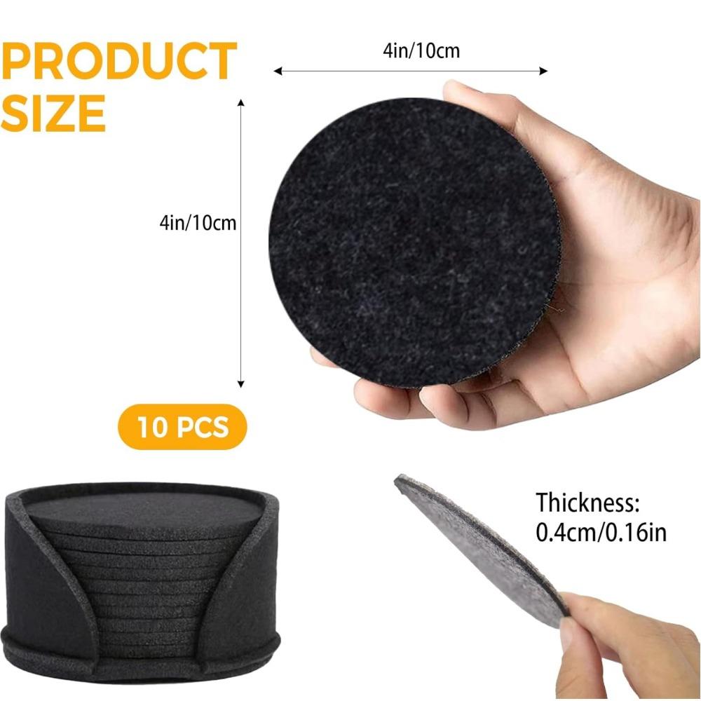 10 Stück Filz Untersetzer Set 10cm Rund Verbrühschutz Hitzebeständig Getränke Tasse Teller Platzsets Tischschoner Pad Küchenzubehör