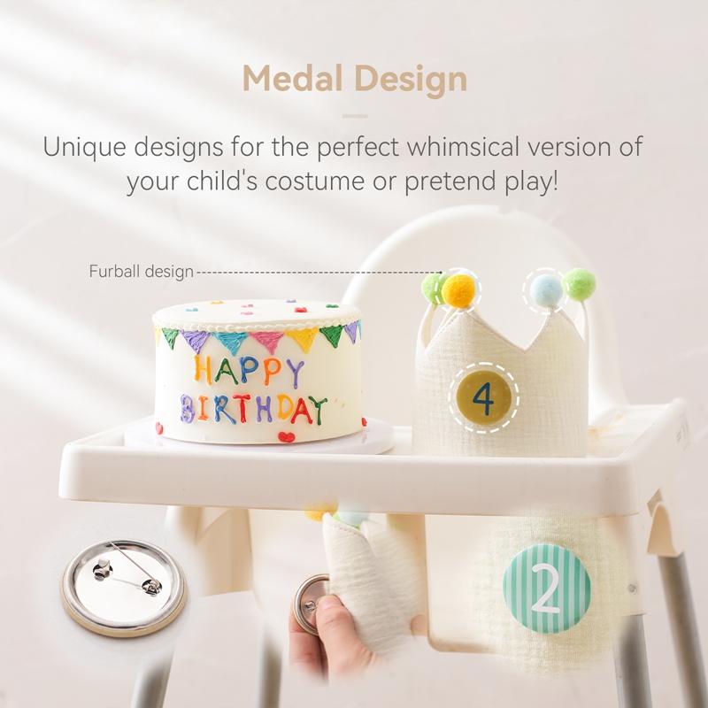 Baby 1-9 Years Birthday Party Crown Hat Woolen Ball Headband Hat  Birthday for Kids Party Pography Props Infant Gifts