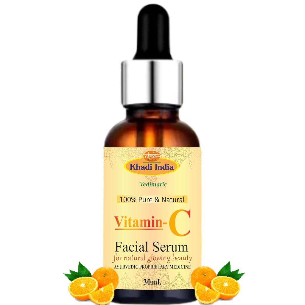 Khadi Natural Herbal Bright Complete Night Vitamin C Serum 30ml For Glowing Skin PM Routine