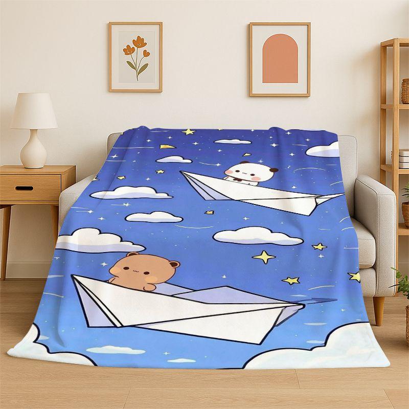 Cute Bubu Dudu Love Cartoon Bear Soft Flannel Throw Blanket,Cozy Blanket for Bed,Couch,Sofa,Bedroom,Living Room,Travel,Camping