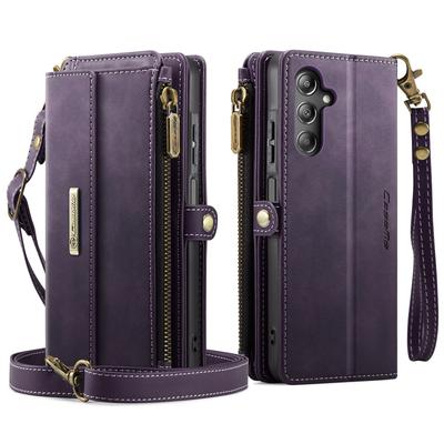 Voor Samsung Galaxy A16 5G Hoes CASEME C39 RFID-blokkerende Ritsportemonnee Standaard Leren Hoes met Riem