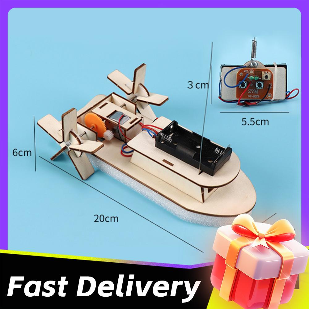 Kids DIY Remote Control Paddle Wheel Ship Model Kids Students Science Experiments Kit Science Invention Experiment Material Toys
