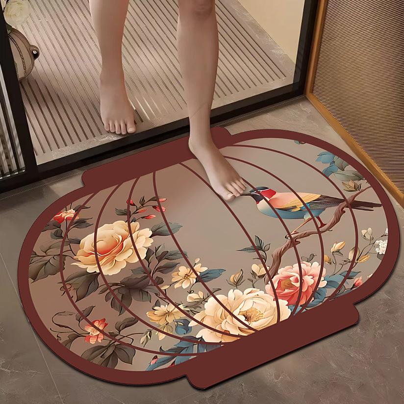 

Китайский фонарь с цветами и птицами Диатомовая грязь Коврик для пола Коврик для пола в ванной комнате Впитывающий воду Нескользящий Коврик для ног Коврик для прихожей Входной коврик 80 * 120Cm