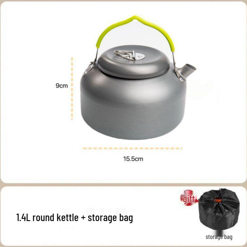 Portable Outdoor Camping Cookware Set with Kettle, Frying Pan, and Tableware Gear