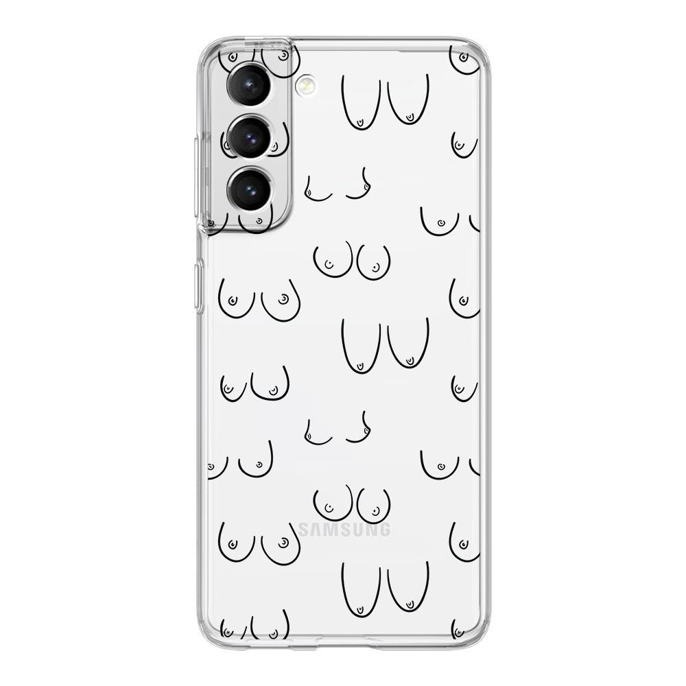 Boobs Art Print Phone Case For Samsung Galaxy S23 S22 Ultra S20 S21 FE 5G S10 S10E S9 S8 Plus 4G Soft Silicone Clear Back Cover