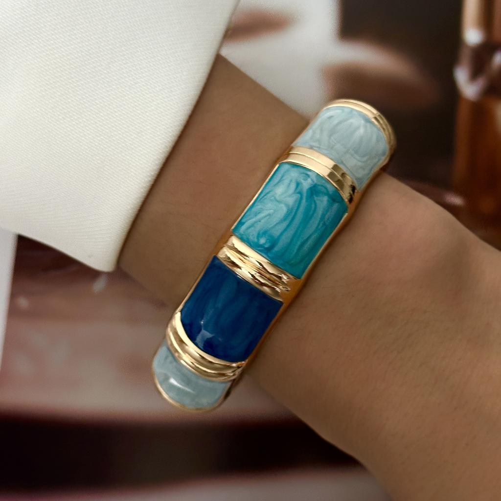 Vintage Punk Enamel Dripping Oil Cuff Bangles For Women Floral Rhinestone Exaggerated Geometric Bracelet Party Aesthetic Jewelry