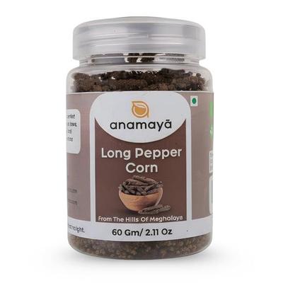 Anamaya Lange Peper 60 gram | Pippali Hele Pepers | Magh Pipal | Mug Pipal | 100% puur en natuurlijk | Verpakt in een Herbruikbare Pot