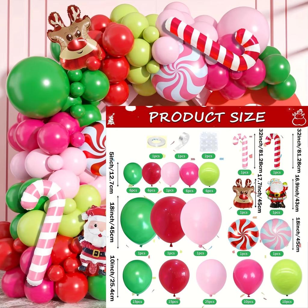 113pcs Christmas Balloon Wreath Set Suitable for Christmas Birthday Party and Other Scenes Indoor and Outdoor Decoration