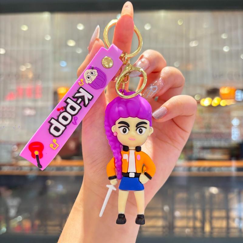 Kpop Demon Hunters Keychain   Harajuku Schoolbag Decoration Pendant Rumi Mira Zoey Cute Anime Keychains