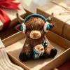 Resin Animal Statue Winter Highland Cow Figurine, Cattle for Desk Decor Decor, Shape Ornament Home Office