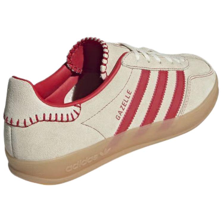 Adidas Originals Gazelle Abrasion Resistant Low top Skateboard Shoes Women's Beige Red JS1402