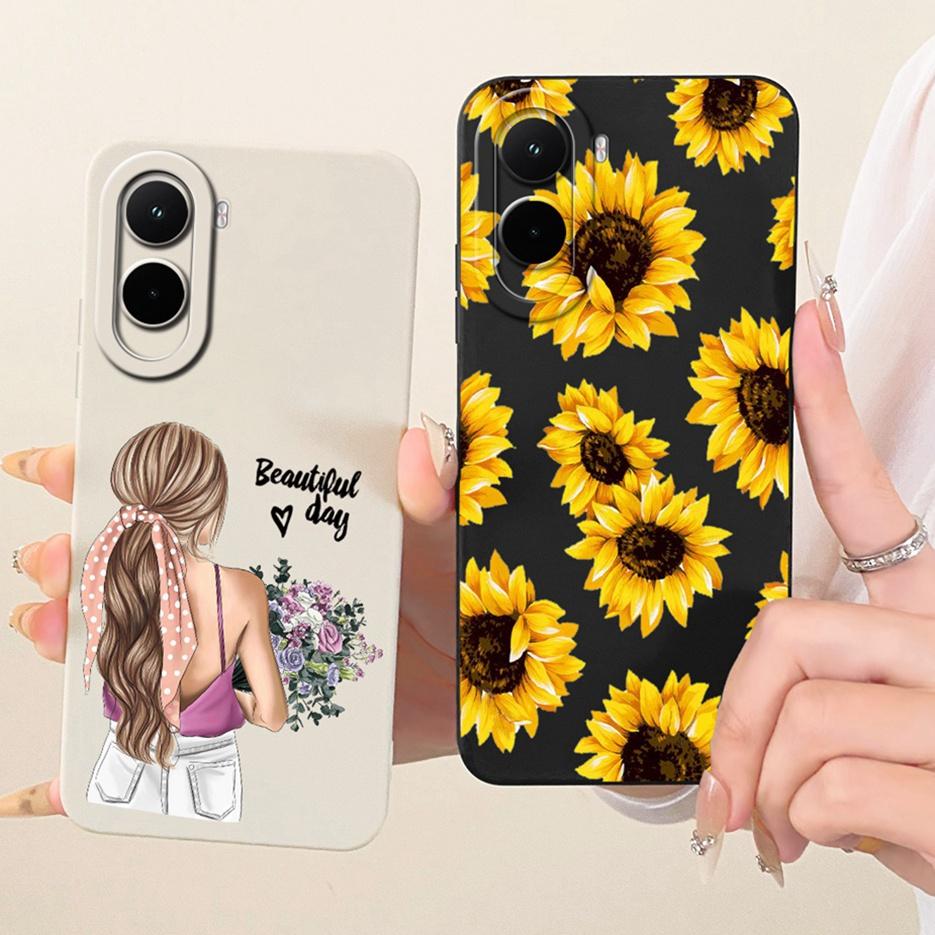 For Xiaomi Poco M7 Plus Case PocoM7 4G Pretty Girl Sunfower Painted Phone Case For Xiaomi Poco M7 Pro PocoM7 Plus 5G Soft Fundas