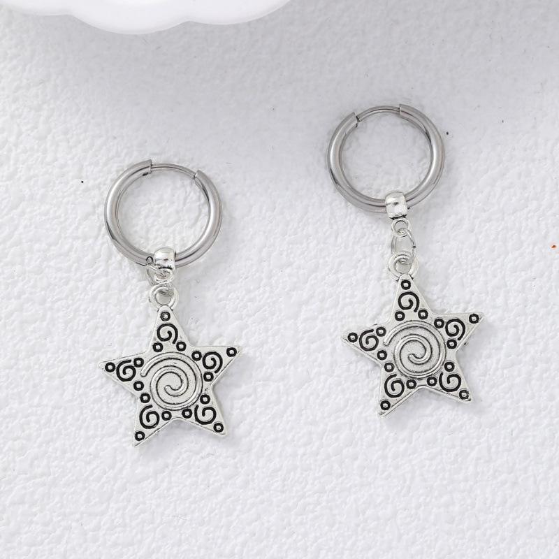 Stainless Steel Five-Pointed Star Earrings