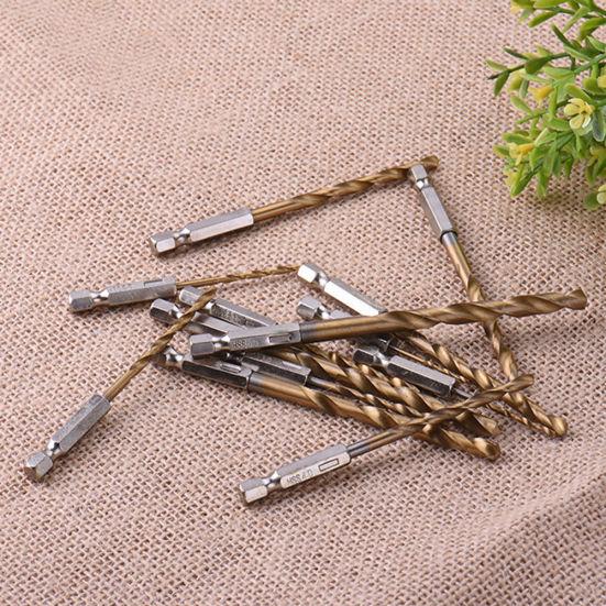 13Pcs HSS Hex Shank Drill Bit Set Quick Speed Change Titanium Coated Twist