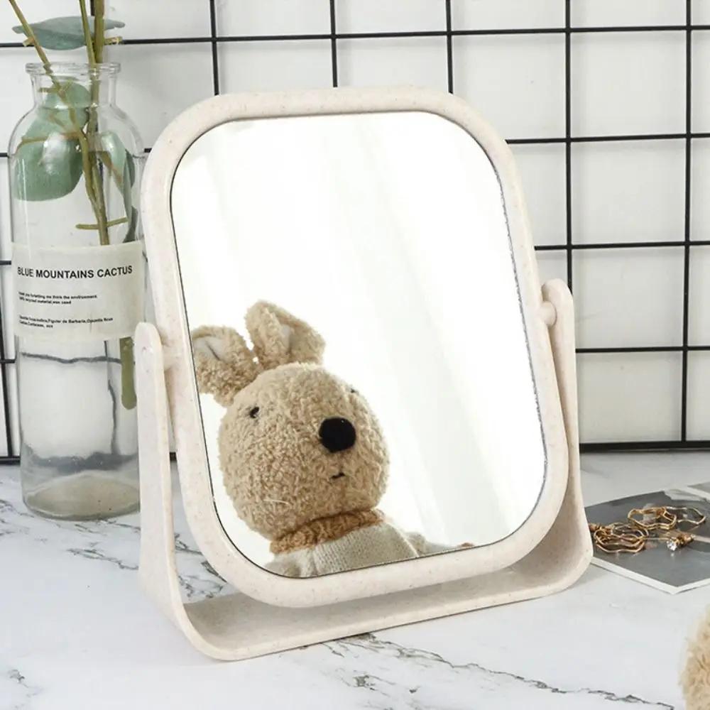 

Foldable Desktop Makeup Mirror - 360 Degree Rotating Double Sided Princess Mirror, Portable With Stand, Square Round Mirror