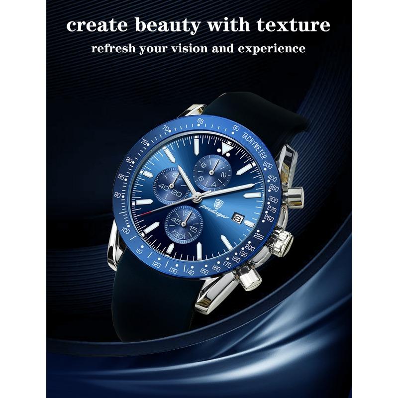 POEDAGAR Men Watch Fashion Sport Chronograph Silicone Quartz Watches Top Brand Luxury Waterproof Luminous Date Wristwatch