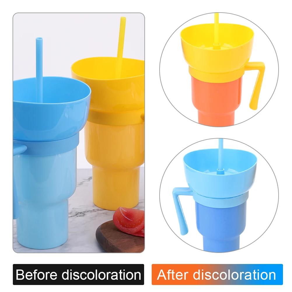Stadium Tumbler Popcorn Drink Cola Cup 2 In 1 Snackies Cup Portable Splash Snack Bowl Chicken Storage Bowl with Handle Straw Cup