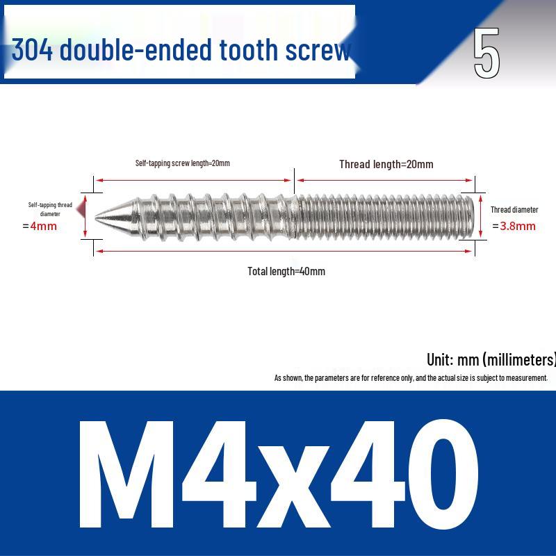 Śruba samogwintująca ze stali nierdzewnej 304 z podwójnym łbem i gniazdem sześciokątnym do mebli, ostro zakończona, M4 M5 M6 M8.