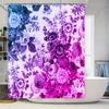 Vibrant Floral Shower Curtain Pink Purple Blue Flowers Decorative Bath Tapes 3D Printed Water-Resistant Shower Closings For Bath