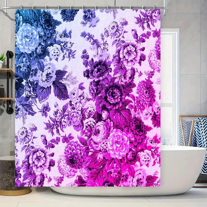 

Vibrant Floral Shower Curtain Pink Purple Blue Flowers Decorative Bath Tapes 3D Printed Water-Resistant Shower Closings For Bath W60H190(CM)-1 Pcs