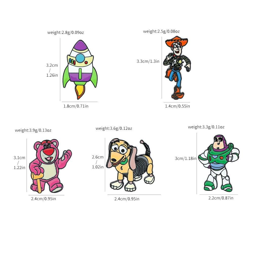 5 Pcs Disney Toy Story Outfit Creative Cartoon Brooch Fashion Wooden Enamel Pin Metal Badge Jewelry Backpack Clothing Accessories Gift for Friends
