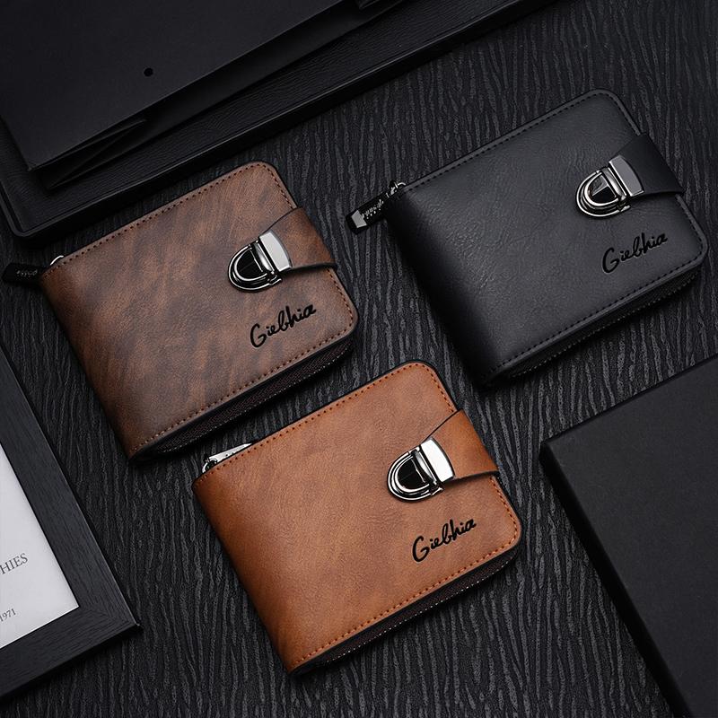 Herren Kurz-Reißverschluss-Geldbörse Business Retro Handtasche Münzfach Mehrere Kartenfächer & Große Kapazität Für Den Täglichen Gebrauch Münzbeutel