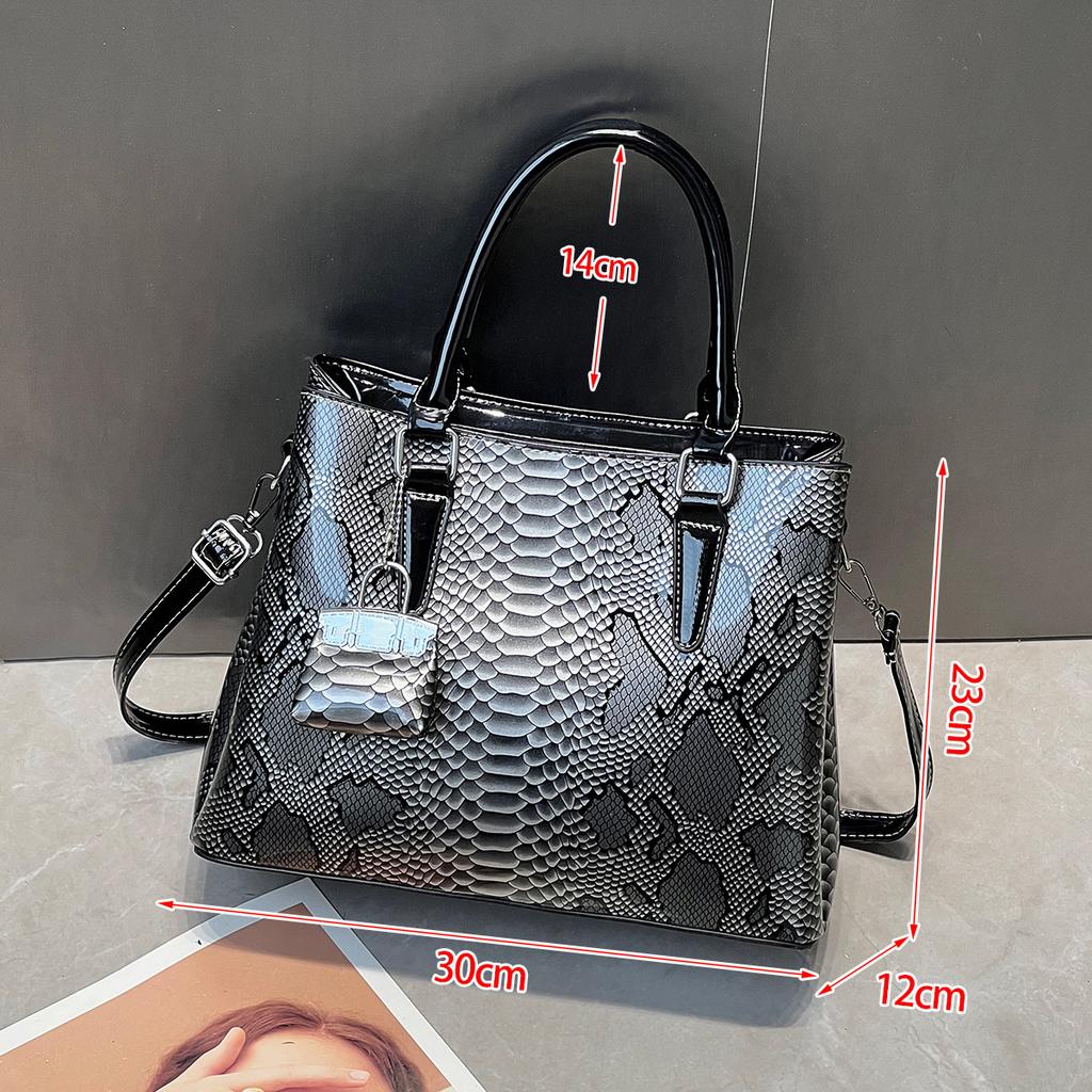 New Snake Skin Pattern Large Capacity Women's Handbag Fashionable Leather Handbag Shoulder Bag with Zipper And Phone Pocket