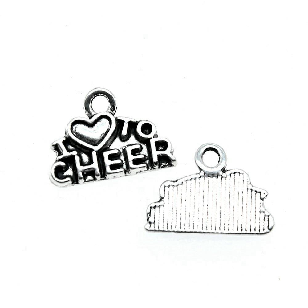 

10шт Подвески Я люблю развеселить Подвески античное серебро Цвет цинковый сплав 14X10мм