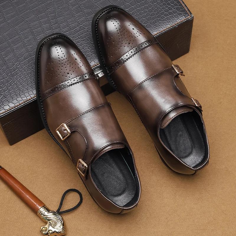 Fashion Men Oxfords Shoes Genuine Leather Luxury Men Dress Shoes Lace Up British Business Casual Shoes Men Wedding Shoe Chaussure Homme