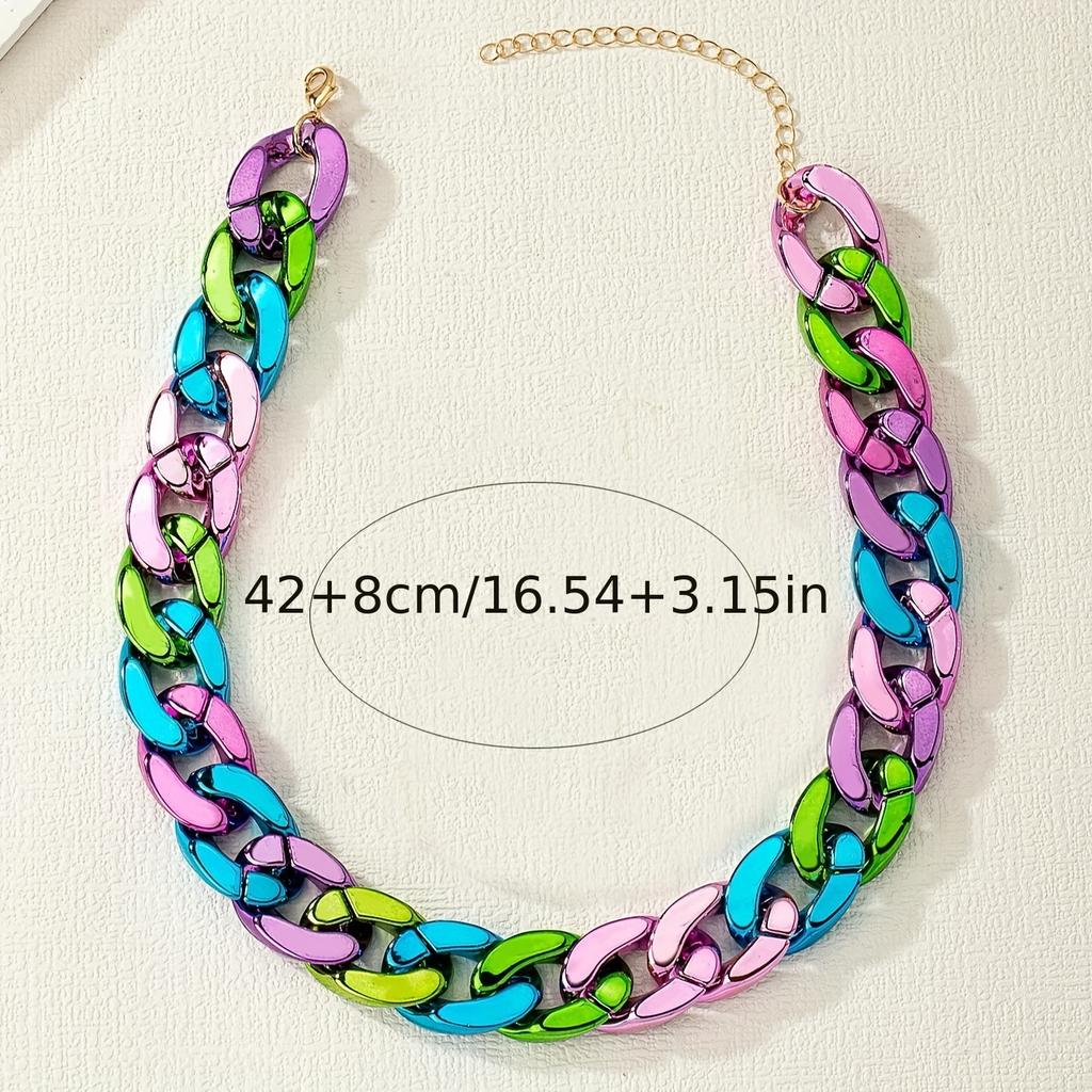 Amazon Versatile Acrylic Candy Color Necklace Sweet Cool Style Chain Necklace Fashion Simple Jewelry
