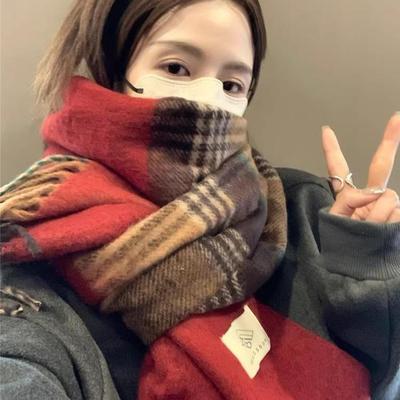 Damen High-End Roter Karoschal Winter - Kuscheliges Weihnachts- & Neujahrsaccessoire für Paare