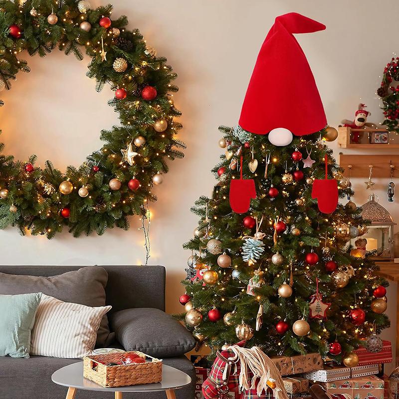 Christmas Tree Decor Set With Top Hat Nose Gloves For Merry Christmas Party Home Patio DIY Holiday Decor Supplies Xmas Ornaments